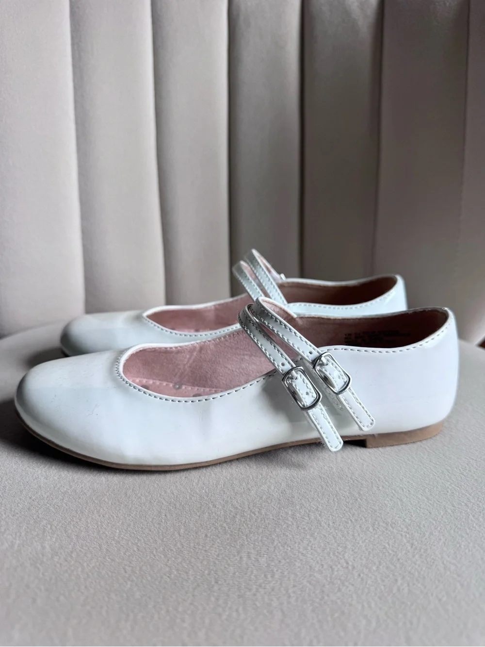 Christie & Jill White Girls' Patent Mary Jane Dress Shoes with Straps Size 1 NIB